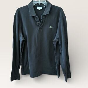 Lacoste Classic Fit Mens Black Long Sleeve Polo US XL FR 6 Casual Preppy Shirt